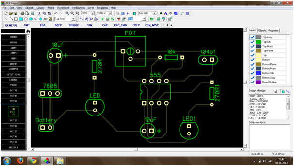 Screenshot of Top View of Layout on Diptrace