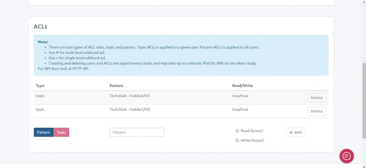 Screenshot of Topics Created on CloudMQTT