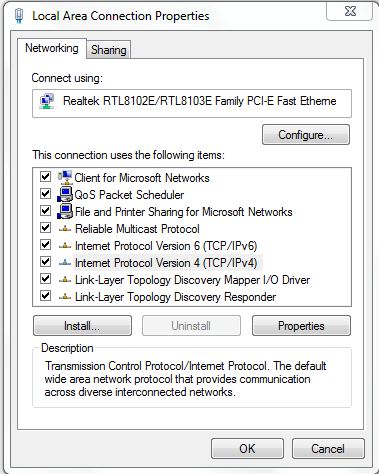 Select Internet protocol IPV4 and click on ‘properties’ Select Internet protocol IPV4 and click on ‘properties’