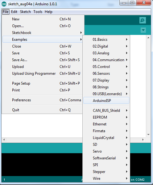 Setting Arduino As ISP