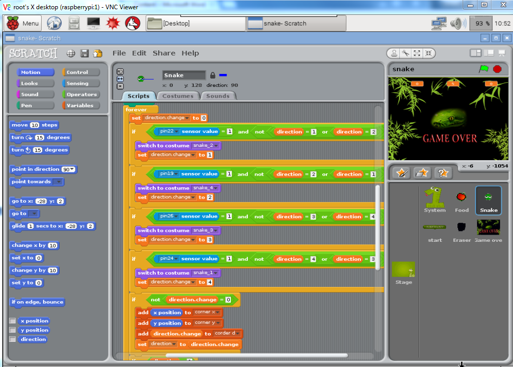 Setting Keys to Control Snake Game