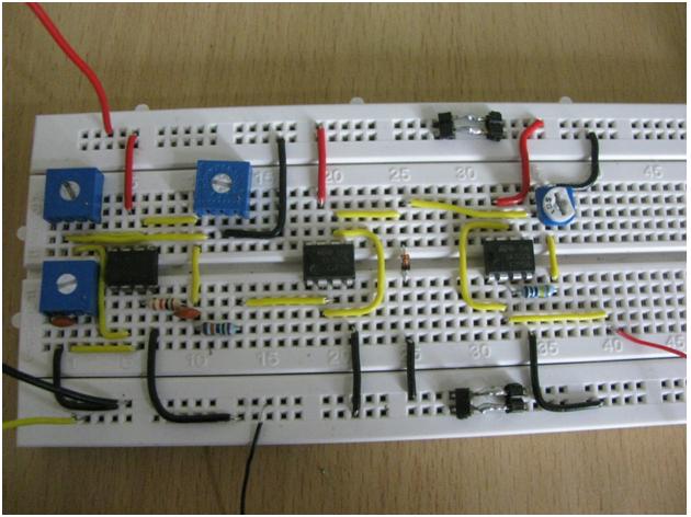 Sine Wave Generator and Positive Clipping Circuit on Breadboard