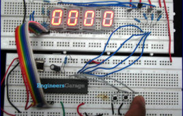 Stopwatch Using 8051 Microcontroller (AT89C51) Circuit On Breadboard