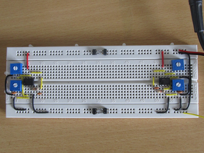 Two Sine Wave Generating Circuit On Breadboard