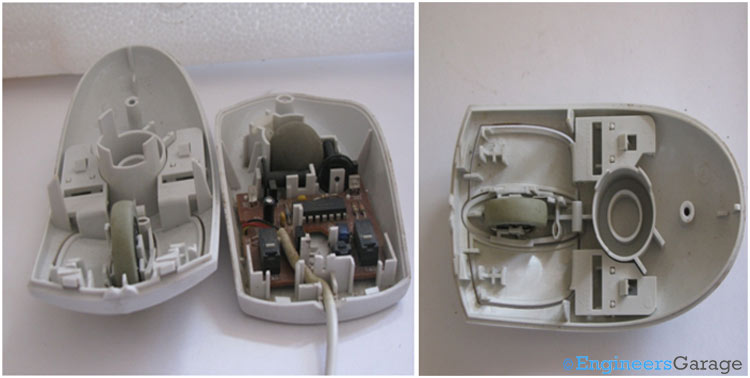(a) Top and Bottom Parts of Mouse. (b) Internal Layout of Top of Mouse (a) Top and Bottom Parts of Mouse. (b) Internal Layout of Top of Mouse