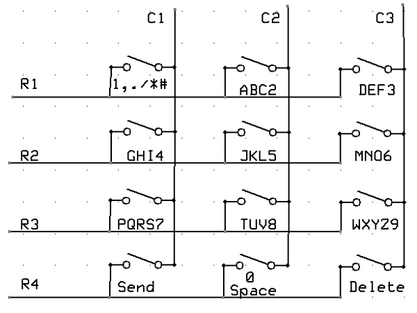 Sending Message Using Alpha / Numeric Keypad, GSM and Arduino: Keypad Circuit