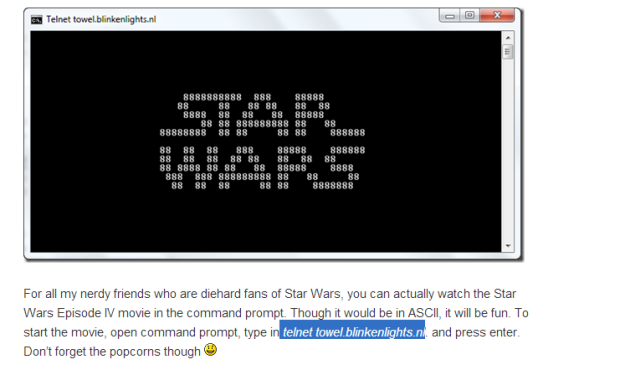 Star wars in ASCII