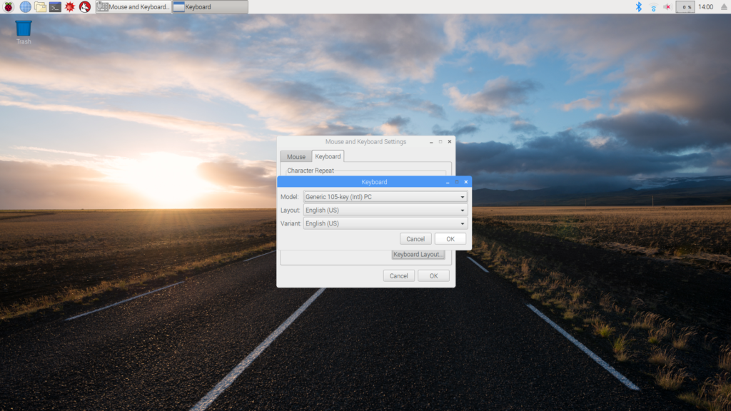 Screenshot of ‘Mouse and Keyboard’ settings on Raspbian