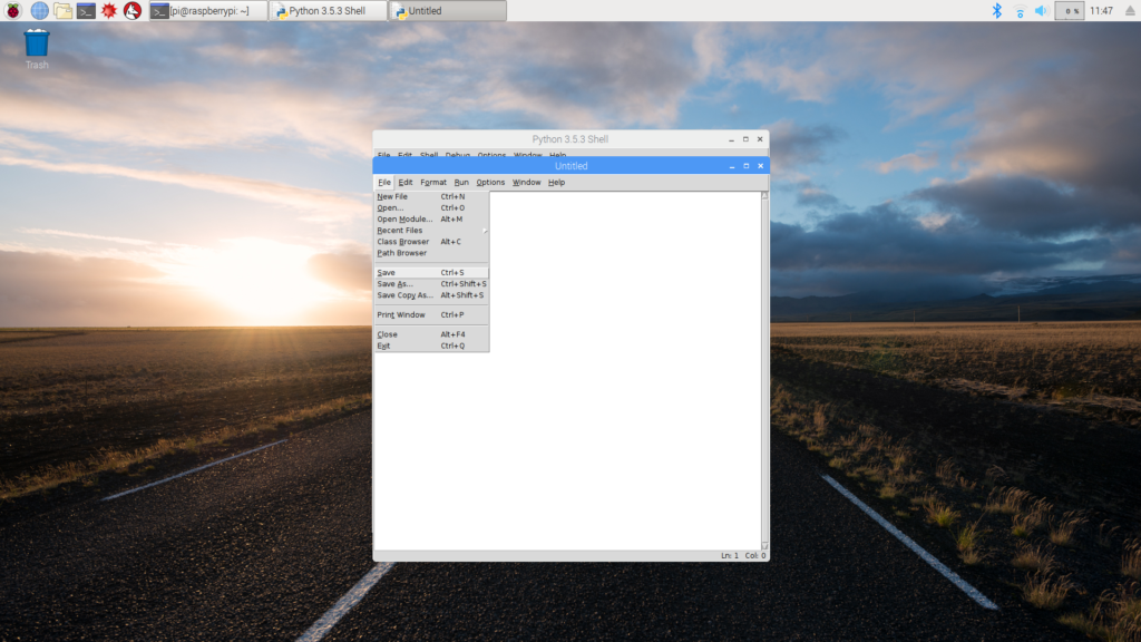 Saving Python script on IDLE in Raspbian