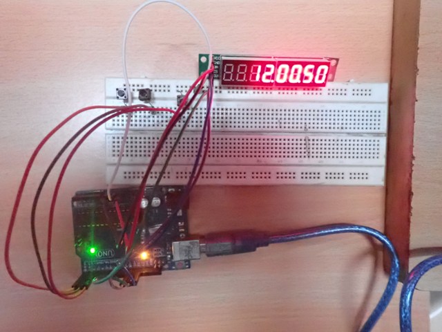 Digital clock using Arduino, 7-segments, and MAX7219