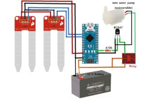 automatic system arduino watering using plants circuit diagram build water irrigation plant sensor pump moisture nano soil battery requires ones