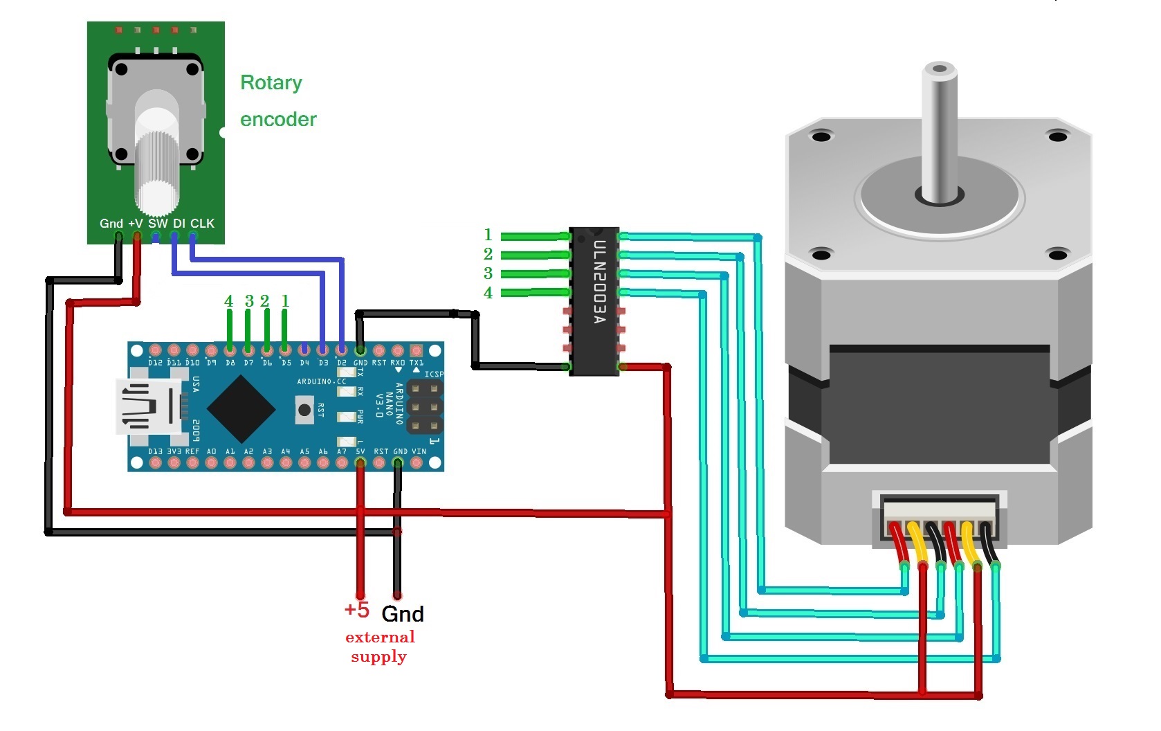 Diagram rotary encoder wiring Arduino Rotary