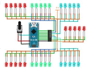 Arduino-based multicolour LED chaser