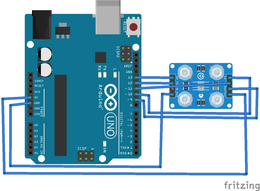 TCS230/TCS3200 color detection sensor with Arduino Mega